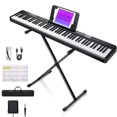 Donner DEP-1 E Piano 88 Tasten mit Sustain-Pedal Ständer Tragetasche 128 Klängen
