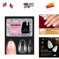 Beetles 288 PCS Almond Extra Short Press-On Nail Tips – 12 Sizes, Easy & Strong