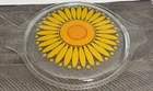 Vintage PYREX Casserole Dish Lid Only Daisy Sunflower 470-C Clear Glass Yellow