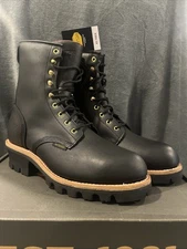 New Chippewa Paladin Black Sz 10 Med 8" Waterproof Steel Toe Logger 73050