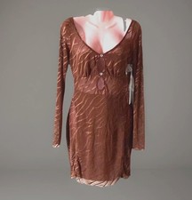 Ladies Rust /Brown Dress Lace Mix Cut Out  Front Mid Riff RRP £30 Size 12 BNWT