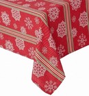 St Nicholas Square Woven Red Stripe Snowflake Tablecloth Table Cloth 60x120 Ob