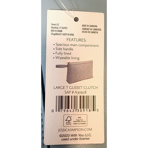 Jessica Simpson Large T Gusset Clutch Wristlet Baby Blue Faux Leather NWT - Picture 3 of 8