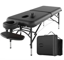 Portable Black Massage Table for Spa and Tattoo Foldable Physical Therapy Table