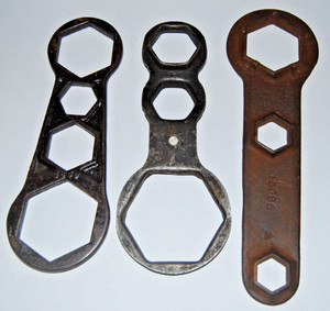 Lot of 3 Antique Wagon Buggy & Model T Wheel Hub Wrenches, 3850, Armstrong Bros.