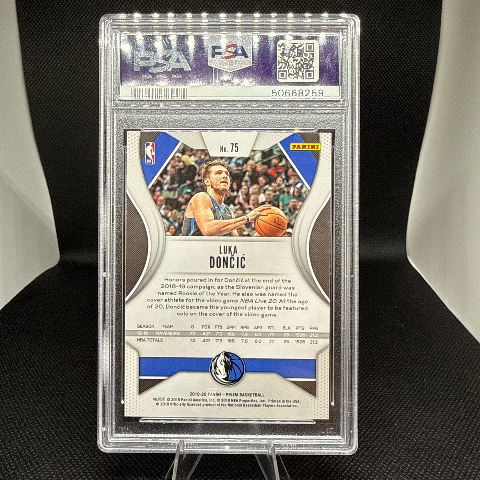2019 Panini Prizm Luka Doncic #75 PSA 9 MINT view 2