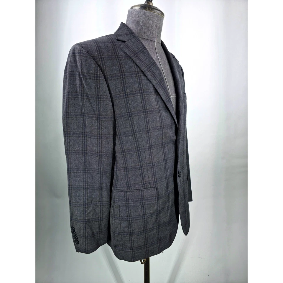 DKNY 2 Piece Suit Mens 40S Pants 33W Gray Plaid Two Button Duran NWT - Image 4 of 4