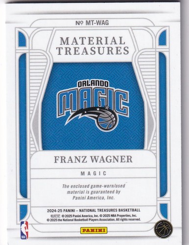 2024-25 Panini NT NBA No. MT-WAG Franz Wagner Game-Worn Patch 58/99 - Bild 2 von 2