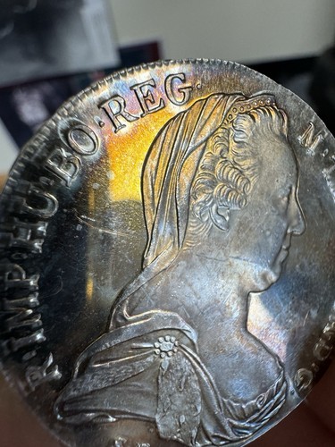 1780 Austria Maria Theresa Thaler Restrike .83 Silver Beautiful Toning  - Picture 5 of 6