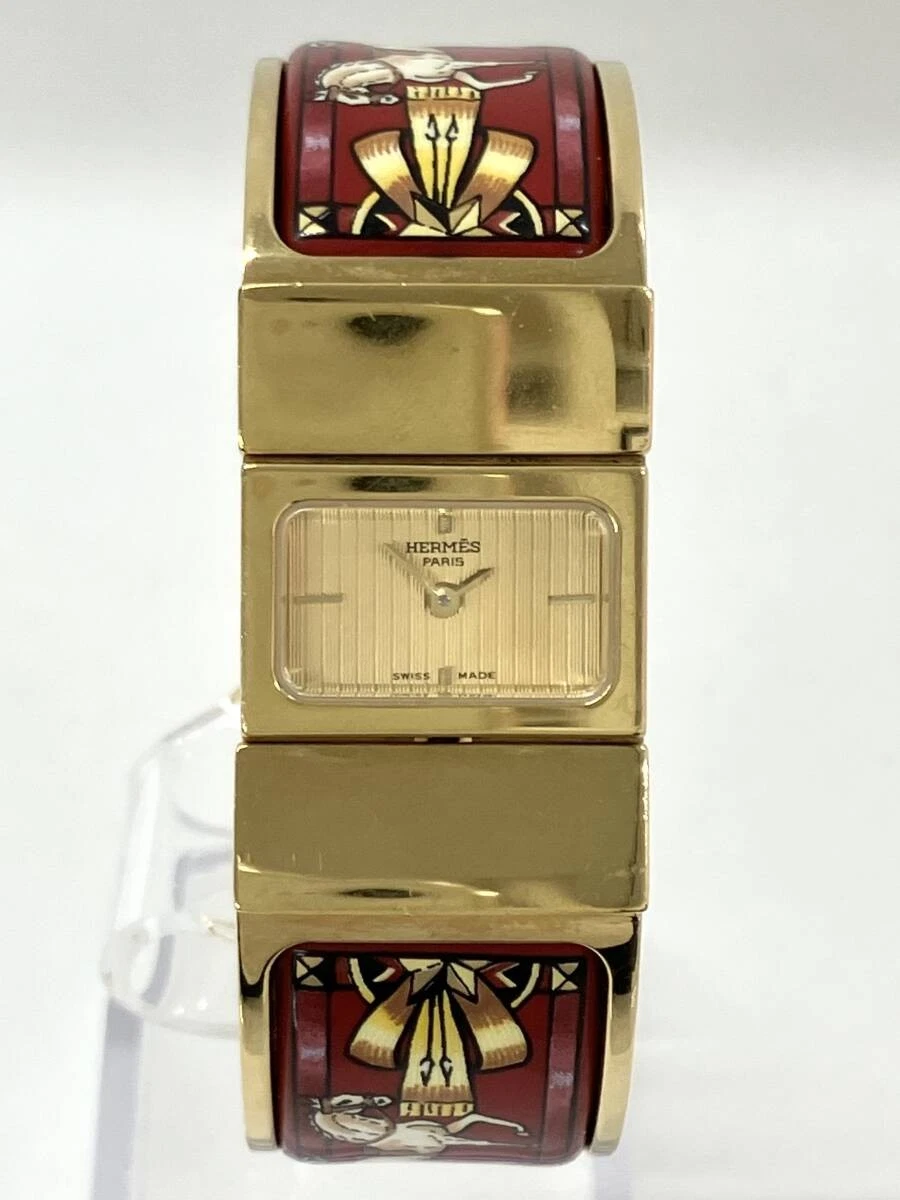 HERMÈS Orologio analogico HERMES L01.201 bracciale quarzo quadrante oro cassa misura 19mm quadrato