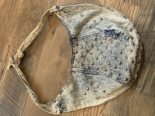 Vintage Studded Shane Light Wash Denim Purse Bag - Picture 3 of 5