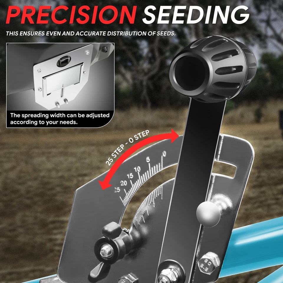 80LBS Walk-Behind Sky Blue Broadcast Spreader w/ Rain Cover For Salt Fertilizer - Image 4 of 4