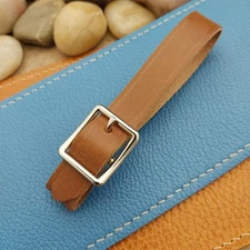 Whiskey Brown Italian Leather Pocket Watch Fob Strap &Nickel Finish Solid Buckle