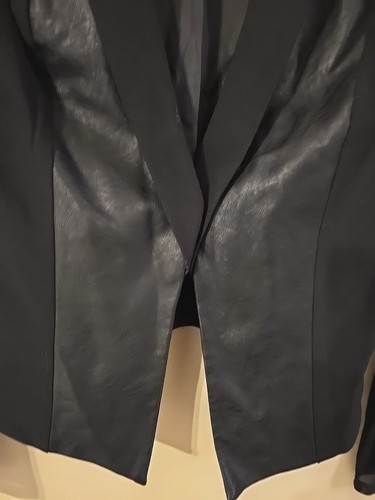 Material Girl Juniors Faux Leather Ilusion Sleeve Blazer Black Size Medium - Picture 5 of 12