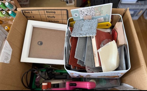 Big box full of art supplies- stamps, watercolour, craft paper, documents holder - Picture 3 of 6