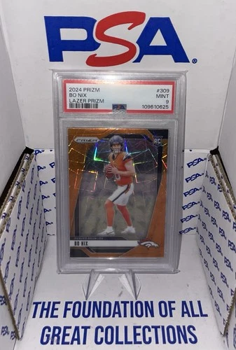 2024 Panini Prizm Bo Nix Lazer Prizm ROOKIE CARD PSA 9!!💎🔥💎🔥