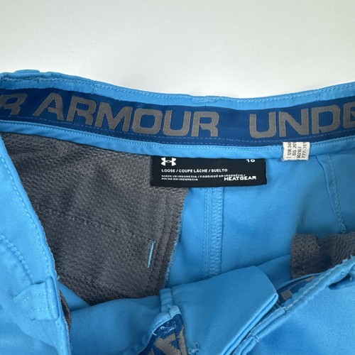 Under Armour HeatGear Golf Shorts Boys Youth 10 Blue Loose Fit - Picture 2 of 6