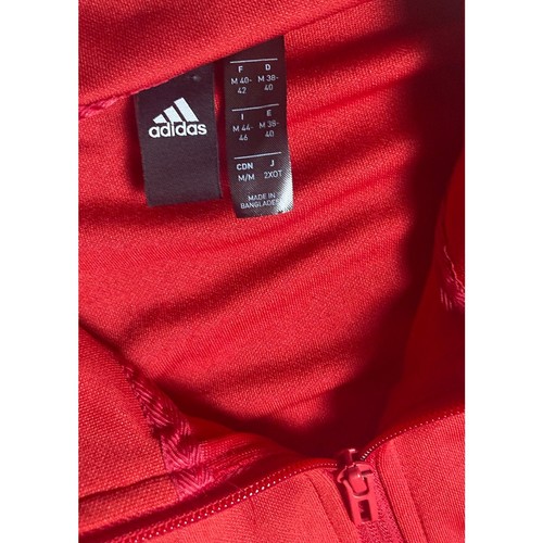 Adidas Damen Med Reißverschluss vorne Trainingsmantel Jacke Laufen rot mit Streifen Taschen  - Bild 4 von 12