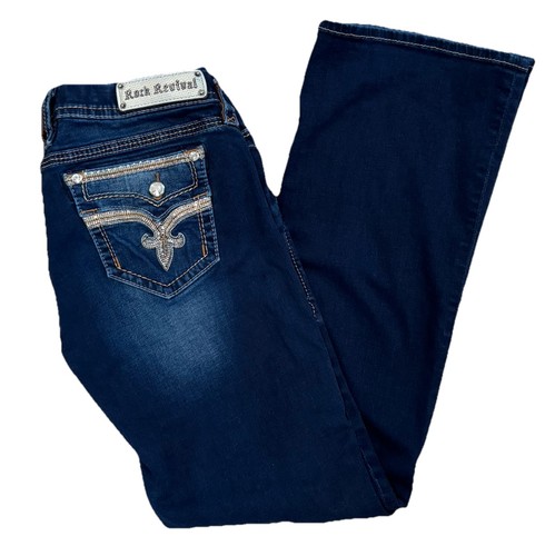 Rock Revival Damen Dark Wash Betty Easy Stiefel Gr. 32 Rhiestone Glitzer Taschen - Bild 1 von 12