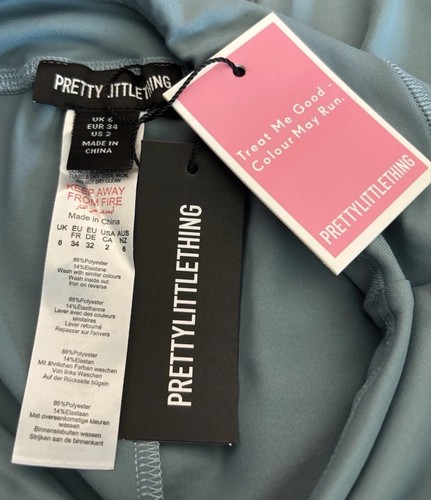 Leggings PrettyLittleThing PLT Acero Azul Puntada Detalle Gimnasio Talla 2 Nuevo con Etiquetas Logo - Imagen 5 de 13
