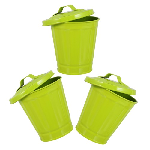  3 Stück Mini Mülleimer mit Deckel klein Arbeitsplatte Mülleimer Metall Bleistift Tasse klein - Bild 10 von 12