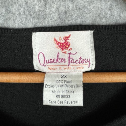 Quacker Factory Womens Cardigan Sweater Size 2X Embroidered Angels Holiday Beads - Picture 5 of 6
