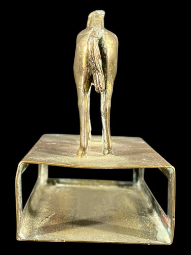 RARE Vintage Brass Bronze Match Holder Horse w/ Saddle Mini Statue Figural - 第 4/6 張圖片