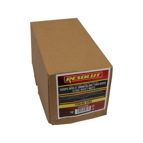 RESOLUT 500er Box - M10 x 19 mm Blindgewinde Stahl Nietmuttern 9269 - Bild 3 von 3
