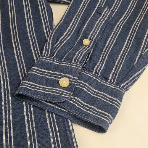 Gap Herren Hemd blau weiß Grandad Kragen von Gap - Größe M - Leinen Baumwollmischung - Bild 6 von 11