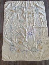 1970 vintage hand stitched baby quilt with bears 42 x 57