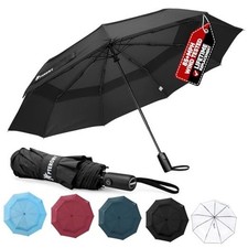 Windproof Compact Travel Umbrellas for Rain and Sun, Withstands 1 PK Black