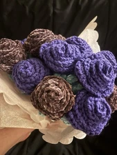 Crochet Flower Bouquet – Handmade Yarn Roses, Tulips, Peonies & More