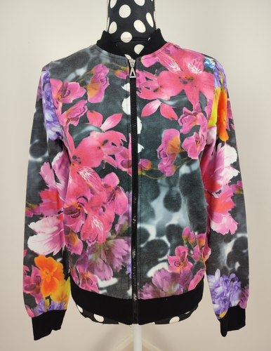 Floral BOMBER JACKET 'Laura Scott', Size 6-8, Pockets, NWT - Picture 1 of 5