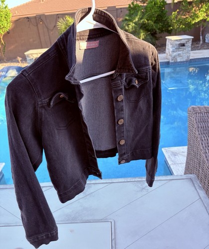 BCBG Girls Black Denim Cropped Jean Jacket Size 10