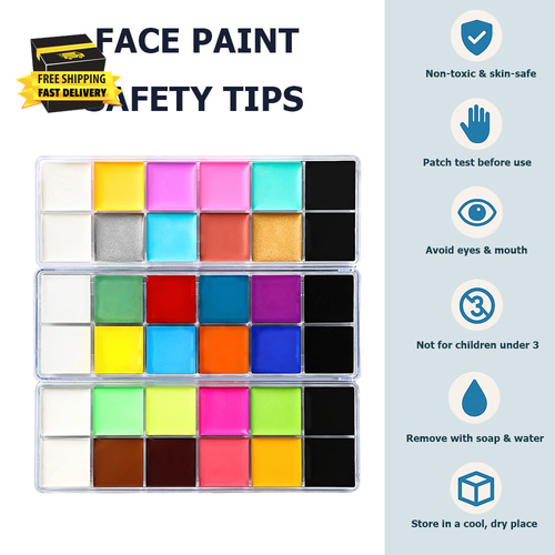 Pintura facial de Halloween, pintura corporal al óleo 12 colores, maquillaje profesional no tóxico seguro - Imagen 8 de 8