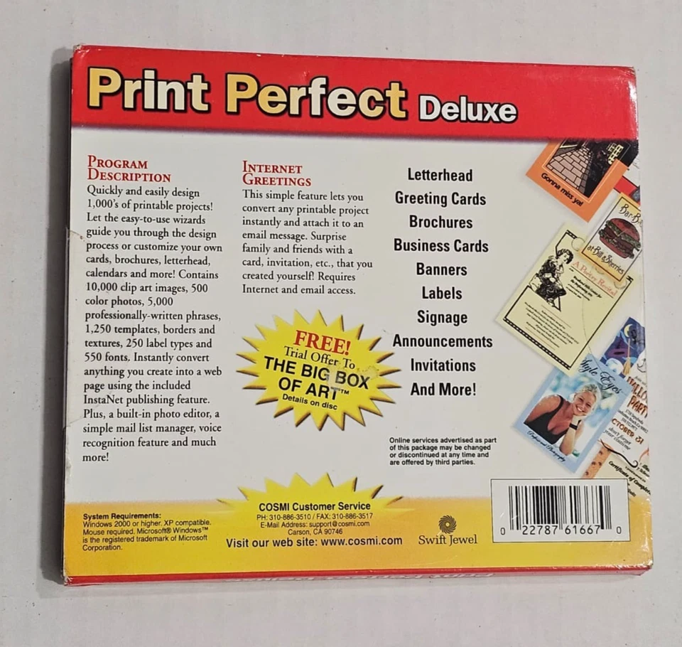 Cosmi Print Perfect Deluxe DVD Rom For Windows XP & More Swift Jewel Brand New - Image 3 of 4