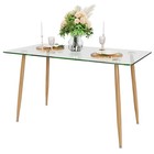 Modern Glass Dining Table Rectangular Dining Room Table W/Metal Legs For Kitchen