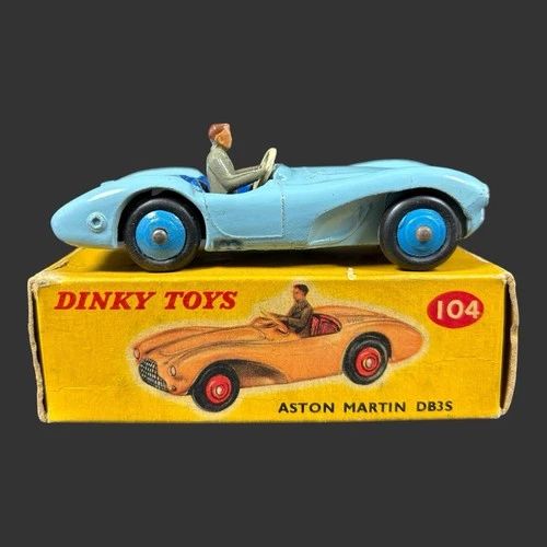 Vintage Dinky Toys Aston Martin DB3S Car No. 104 By Meccano Ltd. W. Box
