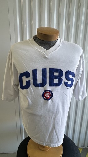 Vintage Men's LEE Sport V Neck White Chicago Cubs Stitched Tshirt XL - Picture 1 of 8