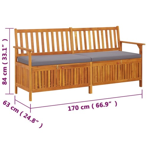 Truhenbank mit Kissen 170 cm Massivholz Akazie - Bild 7 von 7
