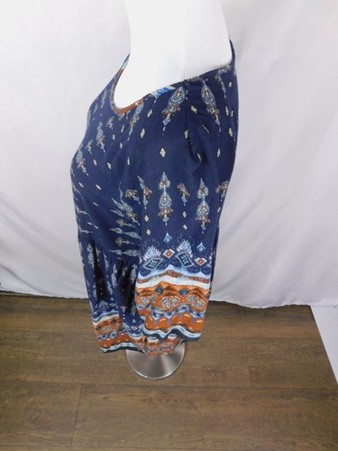 Abito Bohemien con stampa blu navy e arancione taglia M Boho Shift - Foto 10 di 11