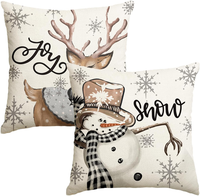 Schneemann Rentier Schneeflocken Weihnachten KissenbezüGe 2Er Set, 45X45 Cm Chri