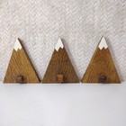 Handmade Wood Snowy Mountain Geometric Coat Hooks For Wall, Oak, Square Knobs