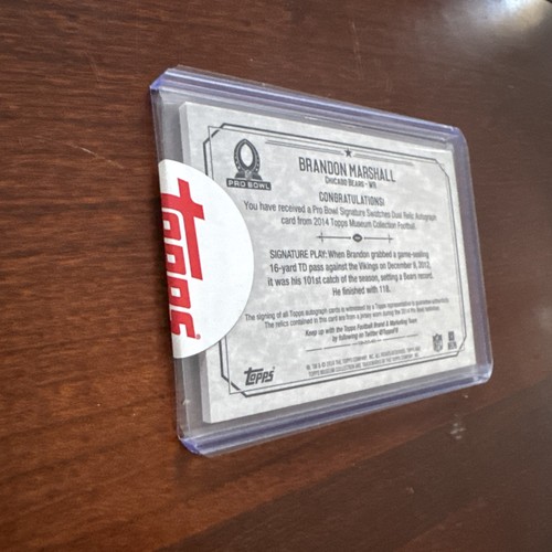 2014 TOPPS MUSEUM BRANDON MARSHALL AUTO AUTOGRAPH PRO BOWL JERSEY PATCH 95/10 - Picture 4 of 8