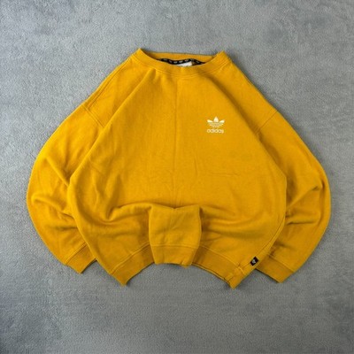Vintage Adidas Sweatshirt 90er gelb Trefoil Spellout Gr. 42/44 Large
