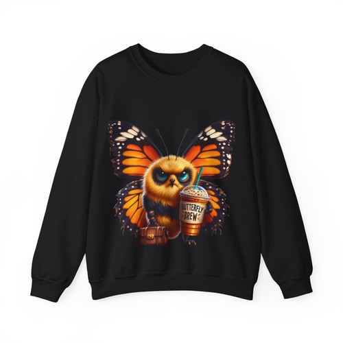 Funny Coffee Butterfly Sweatshirt “Butterfly Brew” Unisex Cozy Fall Pullover - Picture 6 of 21