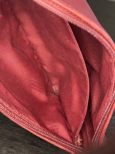 COACH - VINTAGE RED LEATHER CHUNKY CASE TRAVEL COSMETIC MAKE UP POUCH - Picture 6 of 7