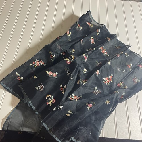 SILK Blue-Gray- flowers FABRIC 3 Yards x 21 Inches Wide or 108 Inches x 21 Wide - Picture 20 of 20