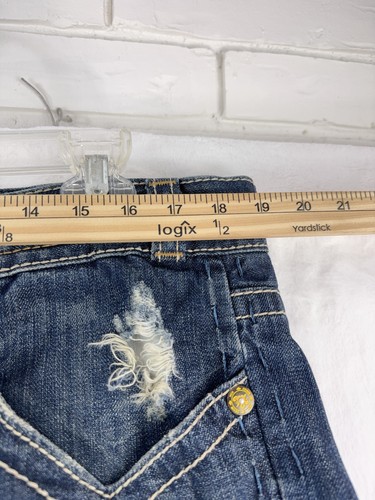 MER Denim Oaxaca Jeans Mens 36x32 Blue Bootcut Distressed Button Fly Y2k Style - Picture 4 of 11
