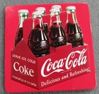Coca Cola 6-Pack Vintage Glass Bottles Embossed Square Metal Magnet